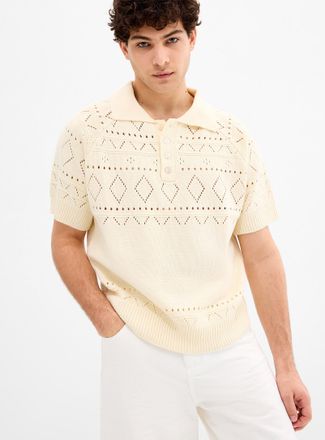 Le 31 Mens Pointelle diamond knit Polo Shirt Imported from Seoul
