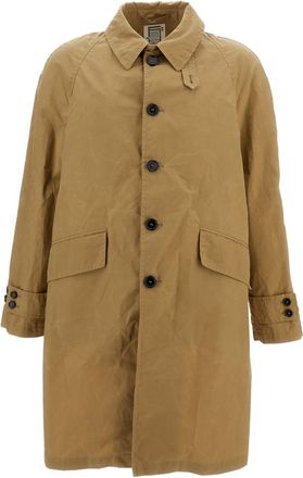 L'Impermeabile Mid-Length Beige Coat with Classic Collar