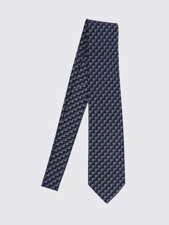 Ferragamo Cravatta in pura seta con motivo Gancini monogram all-over
