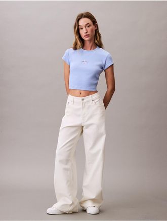 Calvin Klein Jeans Calvin Klein Womens Monologo Baby Tee - Blue - XS