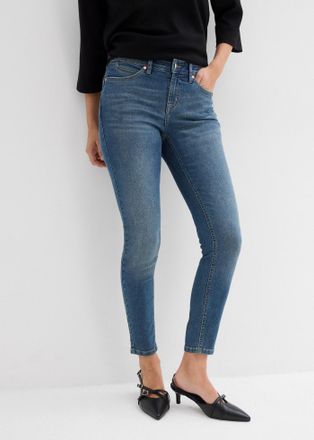 Bonprix Skinny-fit-Jeans BONPRIX, Damen, Gr. 36, N-Gr, blau denim used (l&auml;nge: regul&auml;r), Denim/Jeans, Obermaterial: 82% Baumwolle, 17% Polyester, 1% Elasthan,