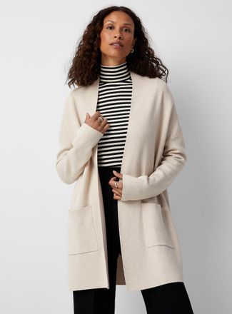 Contemporaine Womens Patch pocket open Cardigan Sweater