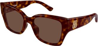Balenciaga BB0474S Asian Fit 002 Womens Sunglasses Tortoiseshell Size 55