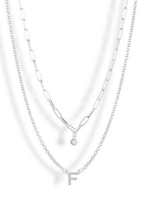 Meshmerise Diamond Initial Charm Necklace in White-F at Nordstrom Rack
