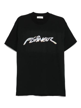 Flaneur logo-print T-shirt - men - Cotton - S - Black