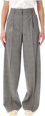 Golden Goose Pant Prince of Wales - Dames - Wijde Broeken - Grijs - S - Leer - Broeken