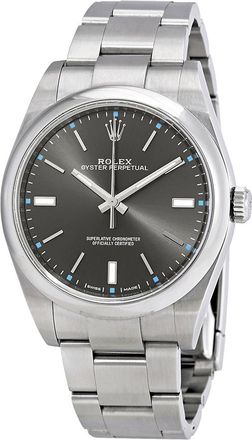 Rolex Pre-Owned Rolex Oyster Perpetual 39 Dark Rhodium Dial Stainless Steel Bracelet Automatic Mens Watch 114300DRSO