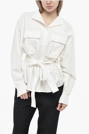 Ferragamo Cotton-Blend Sahariana Shirt With Belt size 42