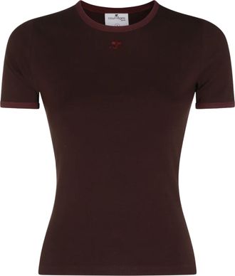 Courr&egrave;ges Brown Cotton Logo T-Shirt