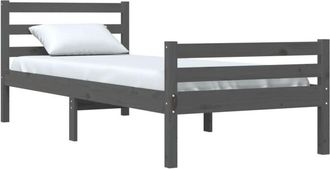 vidaXL Bed Frame without Mattress Grey Solid Wood 100x200 cm Vidaxl