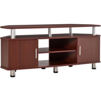 HOMCOM Homcom - Mobile Porta tv con Ripiani e 2 Ante in Legno e Acciaio Inox, Marrone