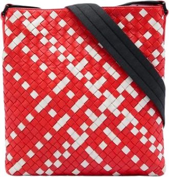Bottega Veneta Pre-owned Woven Leather Crossbody Bag - Dames - Vintage Schoudertas - Rood - ONE Size - Leer - Vintage