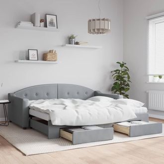 vidaXL Vidaxl - Sof&aacute; Cama Nido Con Cajones Tela Gris Claro 90x190 Cm