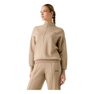 Guess Knitwear, female, Beige, Size: XL Ursula Mock Neck Sweater