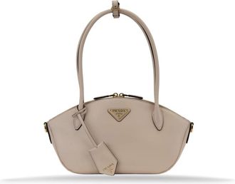 Prada Leren Handtas met Ritssluiting - Dames - Handtassen - Beige - ONE Size - Leer - Tassen
