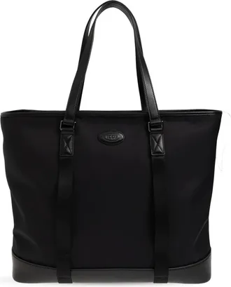 Tod's Tassen, Heren, Zwart, ONE Size, Katoen, Tas met Medium Logo