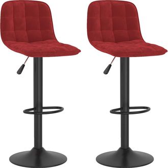 vidaXL Taburetes De Cocina 2 Unidades Terciopelo Rojo Tinto Vidaxl