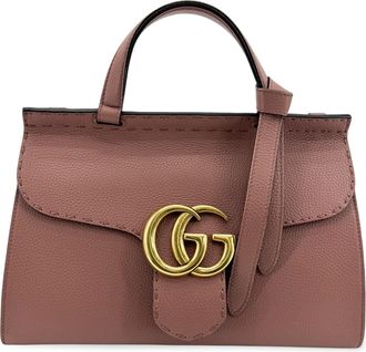Gucci Gg Marmont Top Handle Leather Pink Leather Handbag (Pre-Owned)