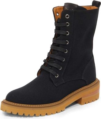 Via Roma 15 Canvas Anfibio Laarzen - Dames - Veterlaarzen - Zwart - 39 EU - Schoenen
