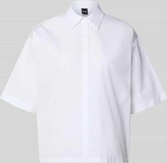 HUGO BOSS Oversized Hemdbluse aus reiner Baumwolle Modell BIMINA in Weiss, Gr&ouml;&szlig;e 32