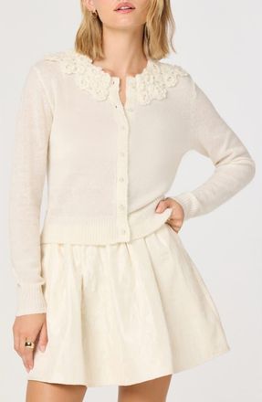 ASTR the Label Meadow Lace Collar Cardigan in Off White at Nordstrom, Size X-Small