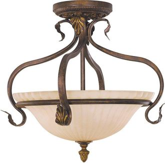 Netlighting Sonoma Valley 3 Light Semi Flush Ceiling Light Aged Tortoise Shell E27