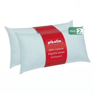 Pikolin Home Pikolin Set 2 Cuscini Letto Matrimoniale In Fibra Ipoallergenica - Guanciale Letto Con Fodera In Cotone Traspirante E Lavabile Con Trattamento Antiaca