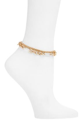 Open Edit Set of 2 Two Tone Chain Link Anklets in Gold-Silver at Nordstrom