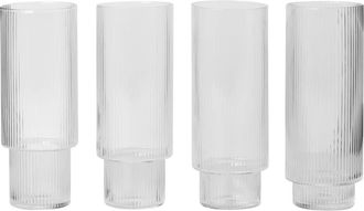 Ferm Living Ripple Longdrink-Gl&auml;ser, klar (4er-Set)