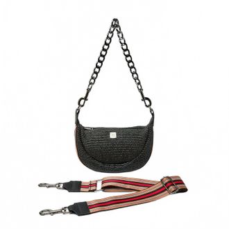 Think Royln Womens Tiny Dancer Crossbody Bag In Black Dune Raffia