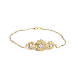 House of Brilliance 14K Yellow Gold Plated Sterling Silver 1/2 Cttw Lab Grown Diamond Rose Motif Link Bracelet