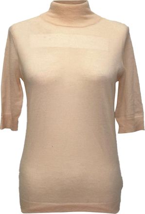 Joseph Short Sleeve Turtleneck Sweater in Peach Cashmere