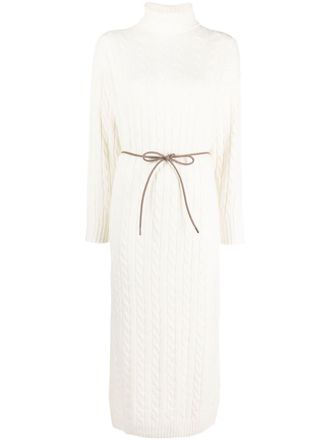 PESERICO Jurk met gestrikte taille - Wit