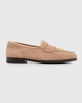 John Lobb Mens Bath Suede Penny Loafers