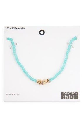 Nordstrom Rack Beaded Rondelle Necklace in Clear- Seafoam- Gold at Nordstrom Rack