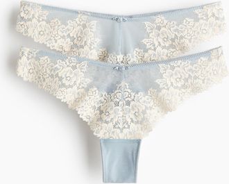 H&M 2er-Pack Brazil Slips aus Spitze - Blue