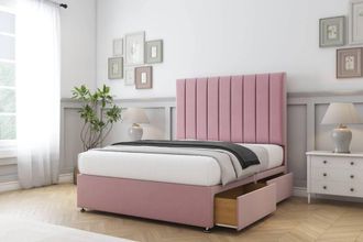 Comfort Beds Tokyo Plush Divan Base 2 Drawers - 54 Headboard in Pink | Size: Single