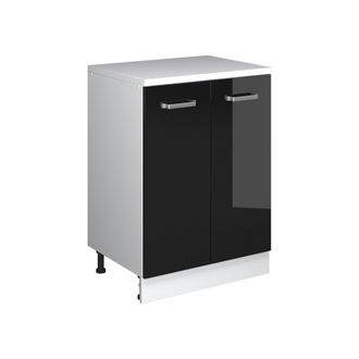 Vicco Armario De Cocina Para Techo Inclinado R-line, Negro Brillo Intenso, 60 Cm Sin Inclinaci&oacute;n Con 2 Puertas, Vicco