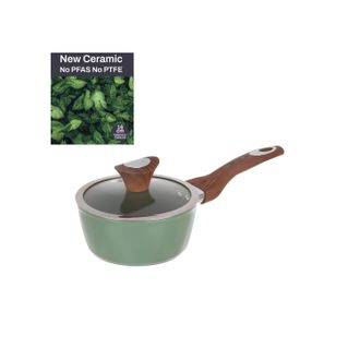 KASANOVA Casseruola un manico 16 cm con coperchio verde New Ceramic