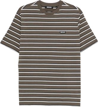 Rotate T-shirt a righe con applicazione logo - Verde