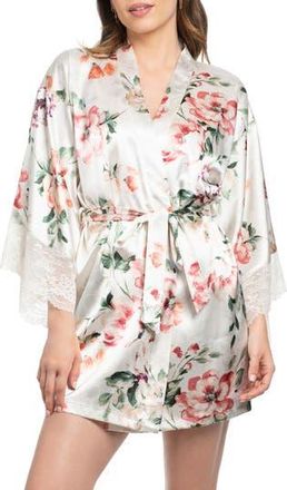 In Bloom by Jonquil Tatiana Floral Satin Wrap in Stone at Nordstrom Rack, Size X-Large
