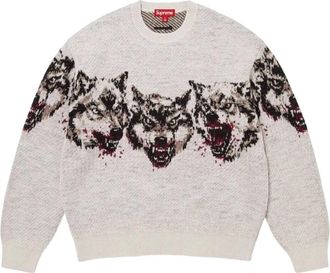 SUPREME FW26 Wolves Sweater White FW26SK6-WHT