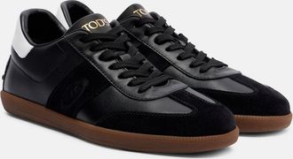 Tod's Suede-trimmed leather sneakers