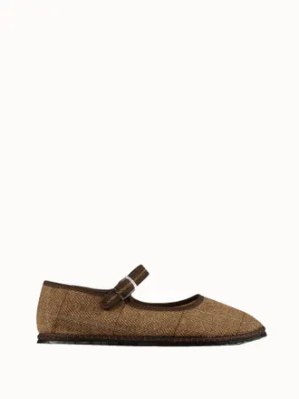 Vibi Venezia Womens Textured Mary Jane Wool Flat In Khaki Green