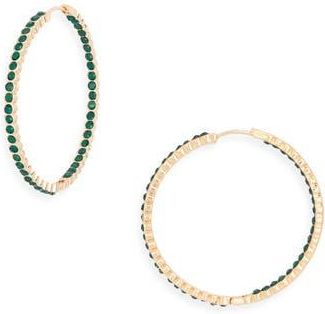Nordstrom Rack Crystal Inside Out Hoop Earrings in Emerald- Gold at Nordstrom Rack