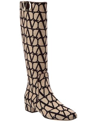 Valentino Vlogo 30 Toile Iconographe Canvas Knee-High Boot