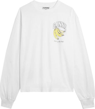 Ganni Printed Cotton T-shirt - White - XL (UK16 / XL)