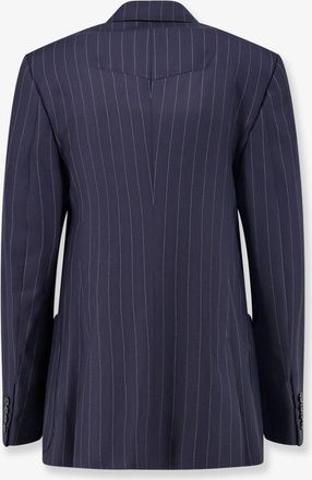 Givenchy Womens Blazer Double-Breasted Wool Blue Blazers Jacket
