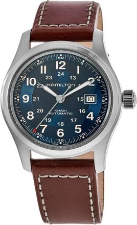 Hamilton Khaki Field Auto 42MM Blue Dial Leather Strap Mens Watch H70605540