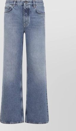 Off-white denim slim-fit straight-leg jeans